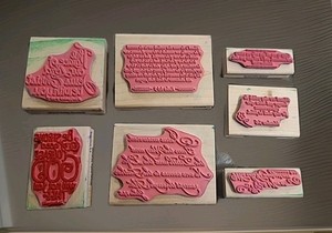 Lot Of 7 Rubber Stamps RELIGIOUS Bible Journaling Verses Psalm John 2000-2003