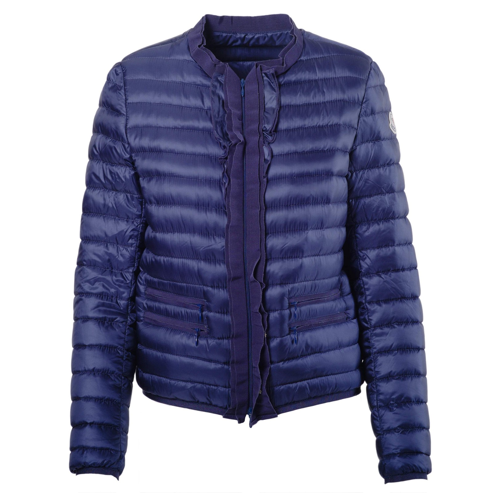 Moncler piumino trapuntato leggero blu cappotto donna designer