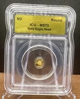 .9999 Fine Gold Eagle Head 1/500 OZ ICG MS70 Round ND