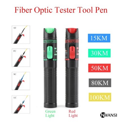 NWANSI Rechargeable FTTH Visual Fault Locator Optical Fiber Test Pen 15~100KM