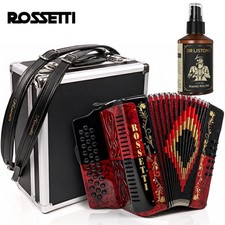 Acordeón diatónico Rossetti 3112 GCF 31 botones - negro/rojo con estuche y pulido