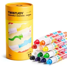 Jumbo Crayons for Toddlers, 12 Colors TwistJoy Crayon Non Toxic Washable Easy...