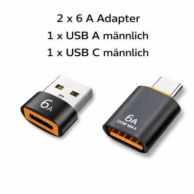 2 er Pack USB C Adapter SCHNELL OTG für Ladekabel USB Adapter Ladegerät USB A 6A