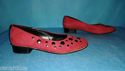 ballerines SANCHE DE LA ROSA en daim rouge p 38 fr super etat - Photo 1/4