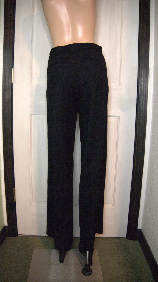 Pantalón Negro Pierna Ancha Lana Elástica Frente Plano por Catherine Malandrino Talla 2 Foto 3 de 4