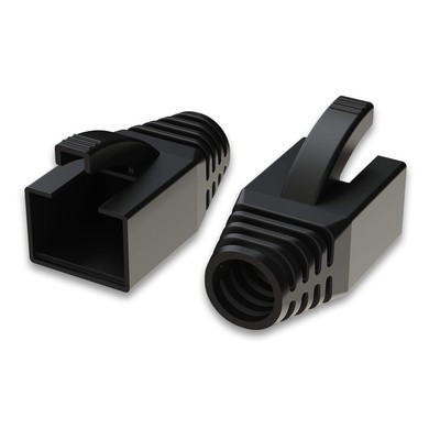 RJ45 Connector Boots for Cat6A Modular Plugs Black 50-Pack for Large Wires