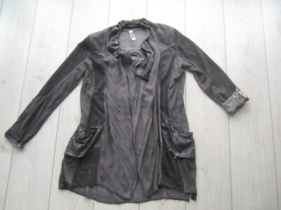 Tredy Jacke leichte Sweat- Longjacke mit Pailletten, Materialmix Gr. 38, 40, 42,