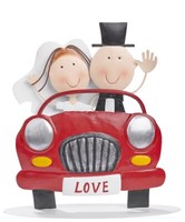 Aufsteller Deko-Figur Brautpaar Hochzeitspaar Im Auto 20 Cm Hochzeit