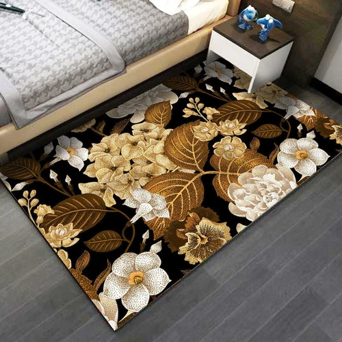 Alfombra de terciopelo floral 3D vintage alfombra de piso para sala de estar dormitorio antideslizante lavable - Imagen 6 de 22