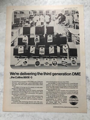 1971 Aircraft Advert COLLINS DME COMMUNICATION COMPUTATION CONTROL 860E-3