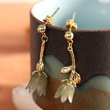 Solid 925 Sterling Silver Stud Natural Jade R...