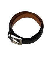 MENS BELT MARTIN DINGMAN BLACK LEATHER 42 GEOMETRIC PATTERN BASKET WEAVE ITALY