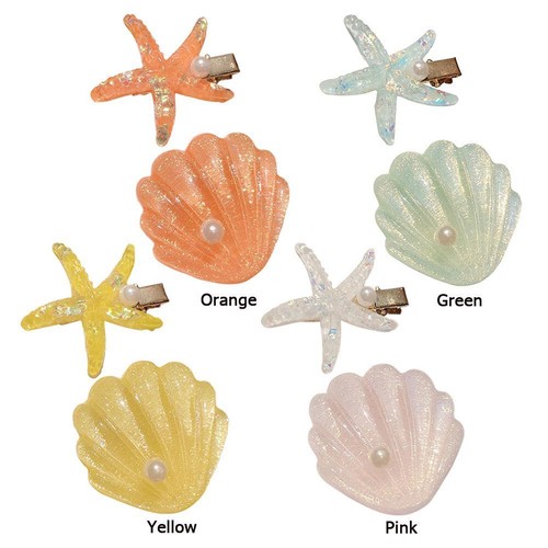 2pcs/set Girls Sea Star Shell Hairpins Irregular Hair Clip Women Fringe Hairgrip - Bild 2 von 13