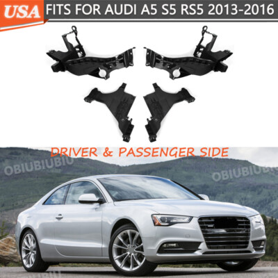 Left Right Side Headlight Mount Bracket Support Set For AUDI A5 S5 RS5 2013-2016
