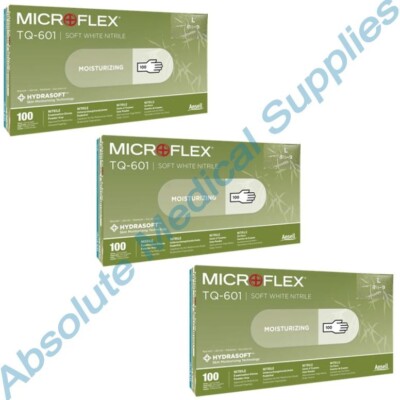 *300-Gloves* MicroFlex Soft White PF Hydrasoft Nitrile Exam Large TQ-601-L