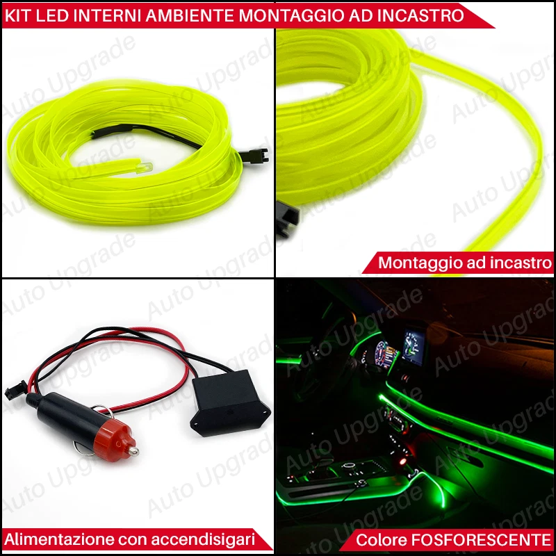 KIT LED INTERNI AMBIENTE FIBRA OTTICA FOSFORESCENTE 5 METRI PER LANCIA YPSILON Y - Immagine 2 di 4