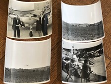 4 Vintage 1959 Photographs Airplane Pilot Flight Prop Landing Pictures LOT