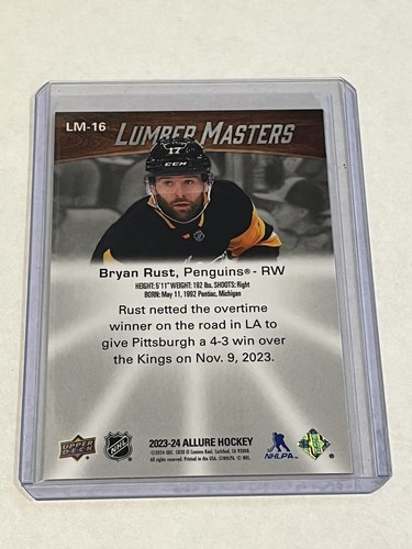 2023-24 Allure Hockey Bryan Rust #LM-16 Lumber Masters Pittsburgh Penguins - Imagen 2 de 2