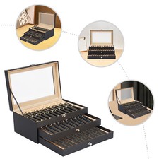 3-Tier Pen Collector, 36 Pen Display Box, Pen Organizer with Drawers Clear Glass