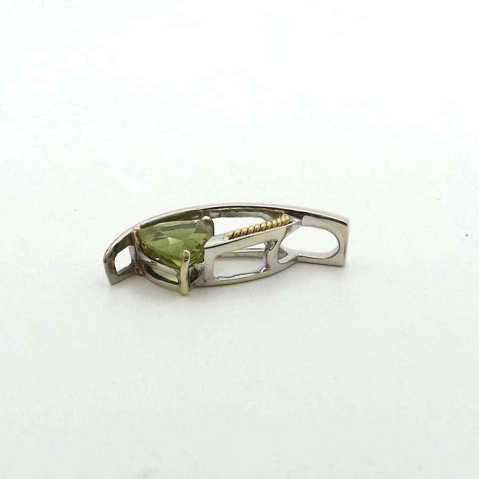14k Gold Trillion Peridot Slide Charm Pendant August Birthstone for Omega - Image 4 of 4