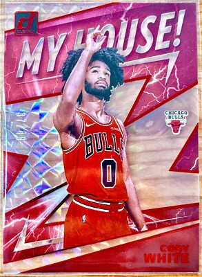 Coby White /49 RC 2019/20 Clearly Donruss MY HOUSE RED #4 Rookie Bulls Mosaic SP
