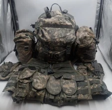 US MILITARY  ACU  MOLLE II  ASSAULT PK+2 Sustainment Pouches Vest+ 9 Pouches 357