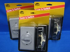 3x BELL Cover & Switch 5141-5 3 Way 1 Gang Switch Lever Gray Weatherproof