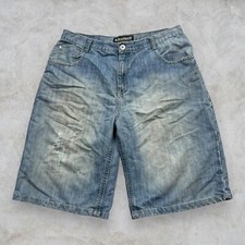 VINTAGE Y2K SOUTHPOLE LIGHT WASH THRASHED BASIC BAGGY SKATER STYLEJEAN SHORTS