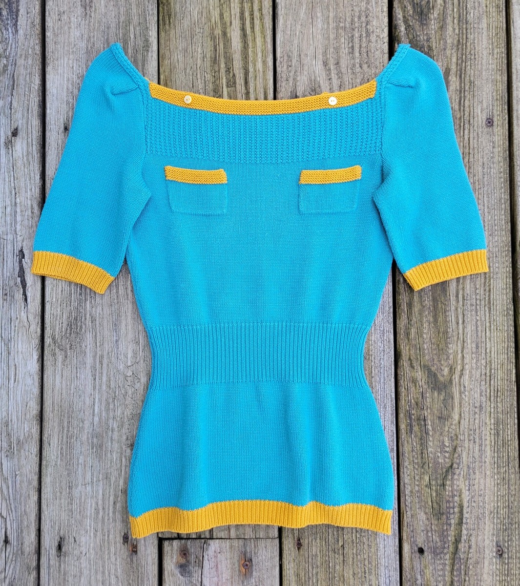Betseyville Betsey Johnson knit sweater retro 40s style yellow