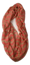 Womens Infinity Scarf Pink & Beige Large Print Chevron Pattern Light