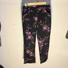 Vintage 90s Y2k Betsey Johnson Textured Floral Cropped Ankle Pants Cottagecore M