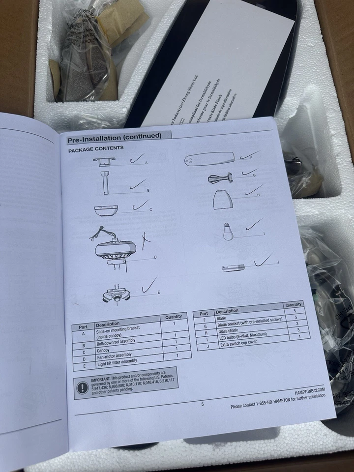 Hampton Bay Rockport 52 in. LED Brushed Nickel DisplayCeiling Fan Missing Motor - Image 4 of 4