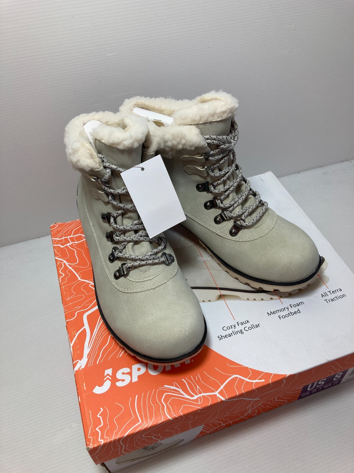 JSPORT Women's Bluestone Winter Snow Boots Stone White Choose Size