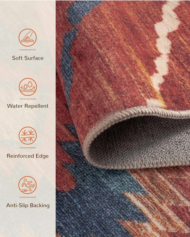 Tribal Print 5x7 Area Rug - Machine Washable Non-Slip for Stylish Living Spaces - Image 4 of 4