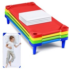 8 Pcs Stackable Daycare Cots for Kids with Sheets 54" l x 23" W T Kids Cots F...