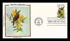 US COVER SOUTH CAROLINA STATE BIRD FLOWER FDC COLORANO SILK CACHET
