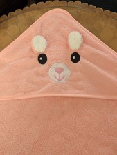 Infant Toddler Bear Cartoon Bath Towel Boy Girl Blankets Swaddle W/ Hood Pink