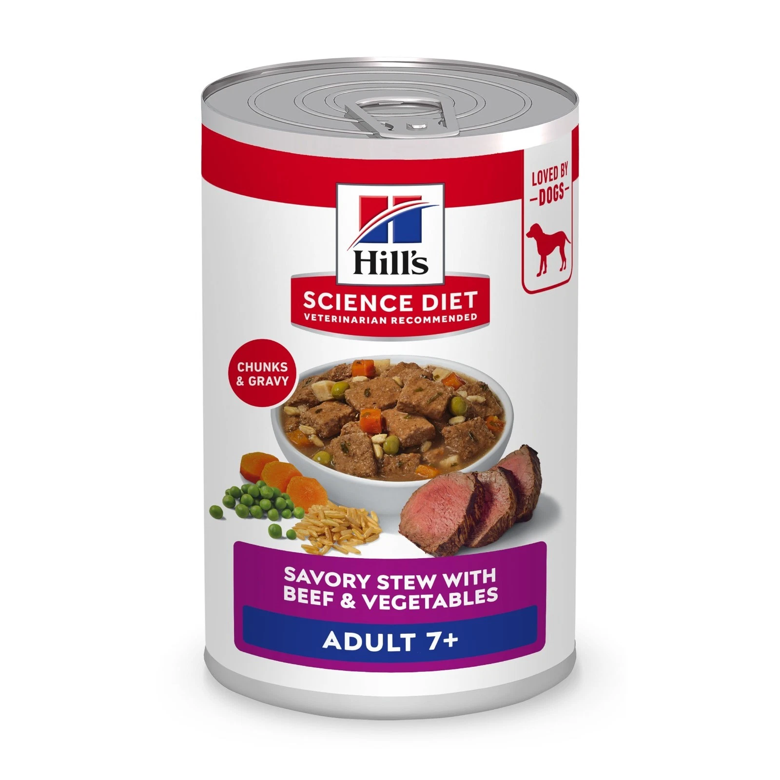 Premium Adult 7+ Wet Dog Food, Beef & Vegetables, 12.8 oz Cans, 12-Pack