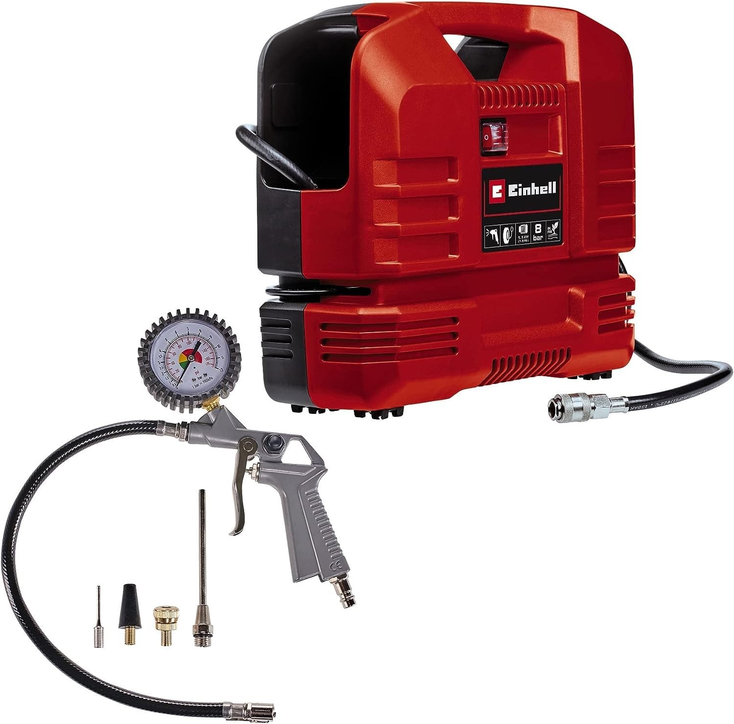 Compresseur à air portatif TC-AC 190 OF Set 8 bars avec soufflette et manomètre
