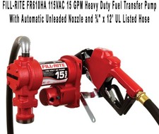Fill-Rite FR610HA 115V 15 GPM Fuel Transfer Pump w/Hose Automatic Nozzle Red