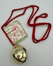 Vintage Holiday Wear-a-Bell Gold Jingle Bell Ornament w Tag Made USA