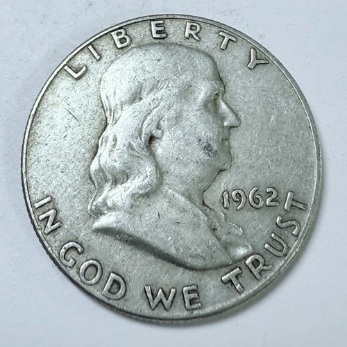 1962 D Franklin Half Dollar Fine 90% Silver Very Fine Condition #4501