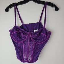 Purple Lace Bustier Corset Size M Fairy Coquette Cropped Y2K Festival Lingerie