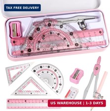 Compass Geometry Tool Protractor and Compass Set with Metal Box Drawing Compass