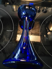Cobalt Blue Solid Glass Candlestick Candle Holder, Blue Glass Candle Holder