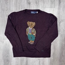 Polo Ralph Lauren Merino Wool Polo Bear Sweater Burgundy