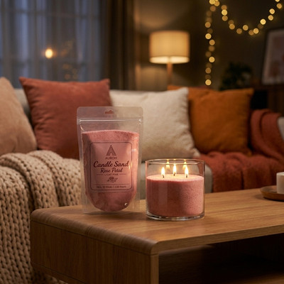 500g AUROH Kerzensand Rosenblüten rosa Wachssand 10 Dochte langanhaltender Duft