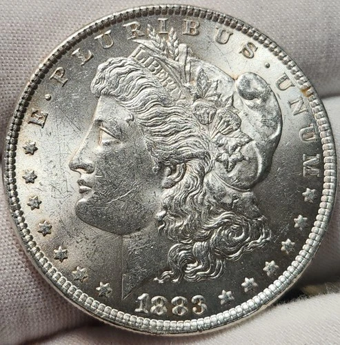 1883 P Morgan Silver Dollar, AU, 90% Silver US Coin, Morg-8343p