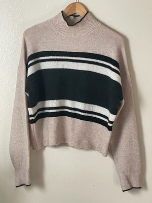 and other stories women Mohair turtleneck sweater beige striped Size Small 