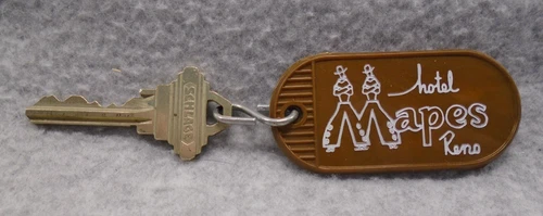 Vintage Hotel "MAPES" Casino Reno Nevada Key Fob Chain Ring XXRARE CLOSED 1982!